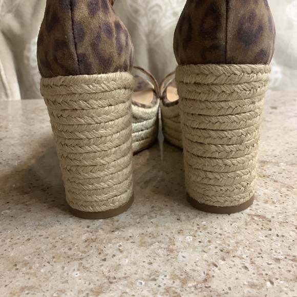 NWOT L’AGENCE Elysee Cheetah-Print Suede Espadrille Wedge Sandals Size 8.5 - Picture 10 of 11
